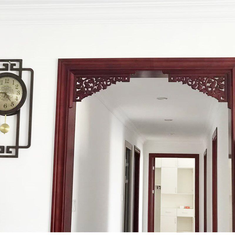 东阳木雕中式实木角花 双面雕枪角仿古门楣门头装饰角垭口背景墙