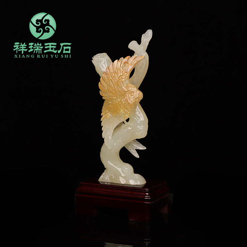 祥瑞玉器天然玉石鹦鹉摆件客厅酒柜书房摆设办公室装饰工艺品