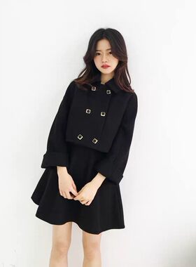 四方金色金属黑色方形纽扣双面呢子双排扣子女士时装大衣衣服外套