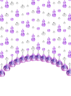 水晶珠帘门帘弧形紫色水晶帘隔断客厅玄关过道帘子葫芦家用免打孔