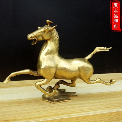 黄铜马玄关摆件 生肖马铜马踏飞燕摆饰 家居办公室招财马开业礼品