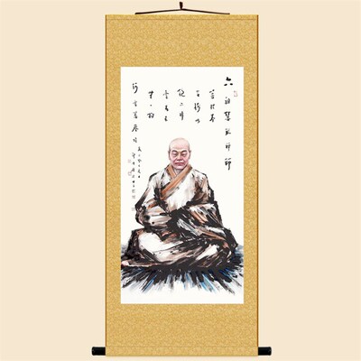 慧能六祖禅物人师画卷轴挂佛 画堂复古装饰画丝绸画 来图定制订做