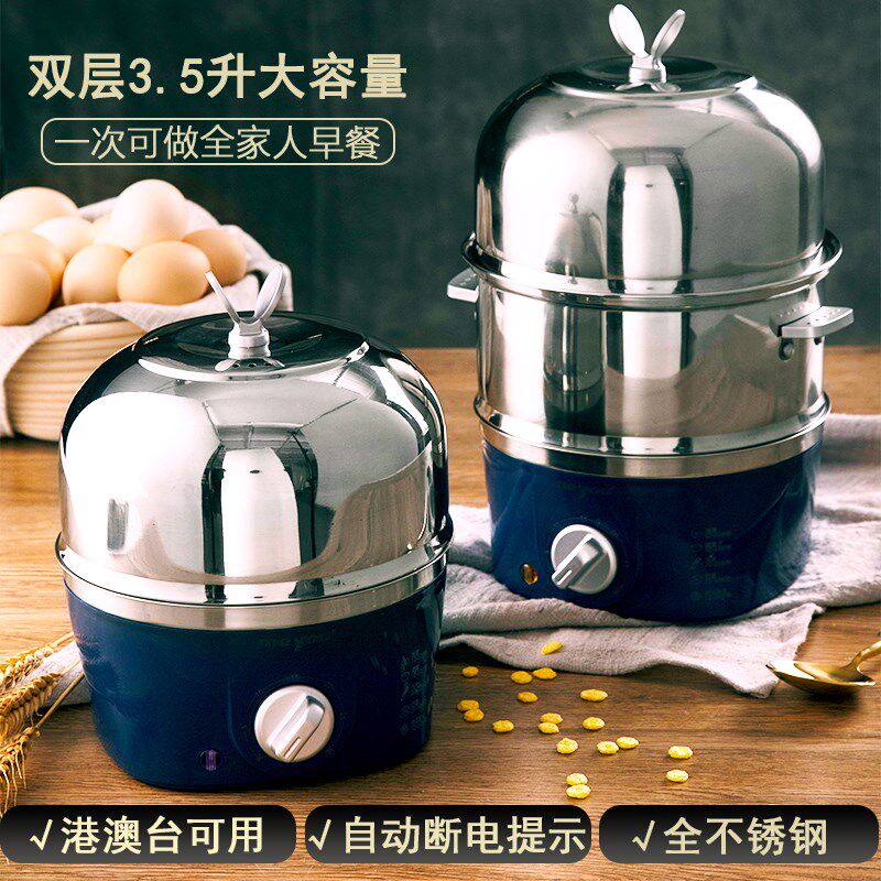 110V不锈钢蒸蛋器自动用电家断小型煮蛋器海外小家电功多能早餐机