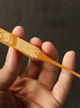 阳几年老玉竹东十名家戚艺飞本工精工留青雕刻挖耳勺竹雕工挺品竹