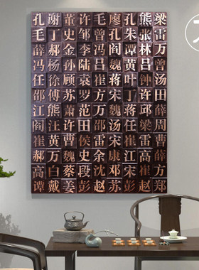 定制3D实木马赛克百福图百家姓背景墙面装饰浮雕文字挂画活字印刷