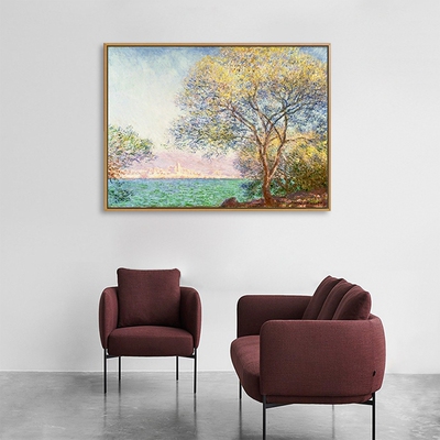 莫奈装晨画客厅挂画安提比斯早饰卧室餐厅玄关沙发背景印象派壁画
