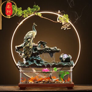 威弗列流办公创面装饰乔迁开业礼品桌意客厅循环德水璃鱼缸摆件