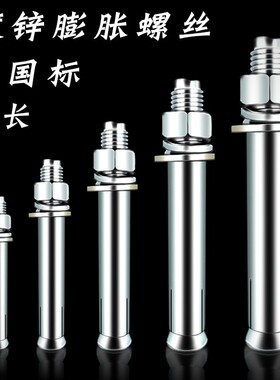 国标镀锌膨胀螺丝超长6长铁外膨胀螺栓胀管涨管胀丝M加M8M1021MM4
