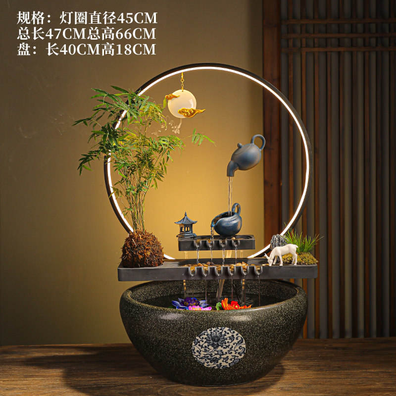 悬壶精美流摆循环生喷泉鱼缸桌面办公室装饰居迁新乔创意中式水件