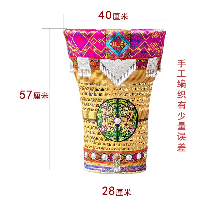 重庆苗族大号背篓竹编铃铛婴儿小孩后背式家用手工艺成人背篼背筐