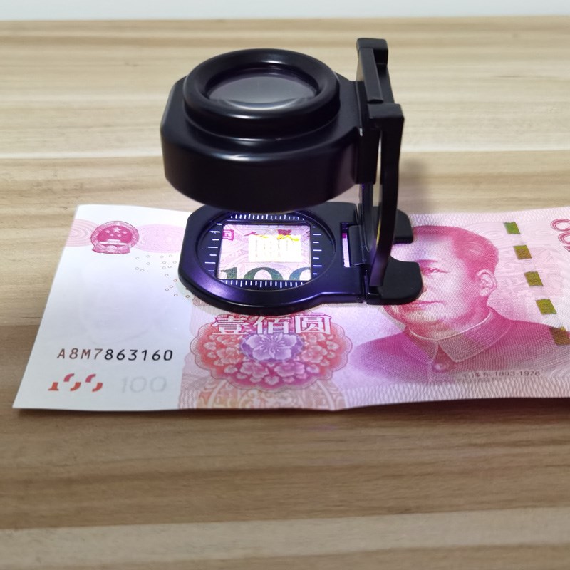 USB充电台式放大镜40倍折叠式照布镜测量LED灯迷你带刻度扩大镜