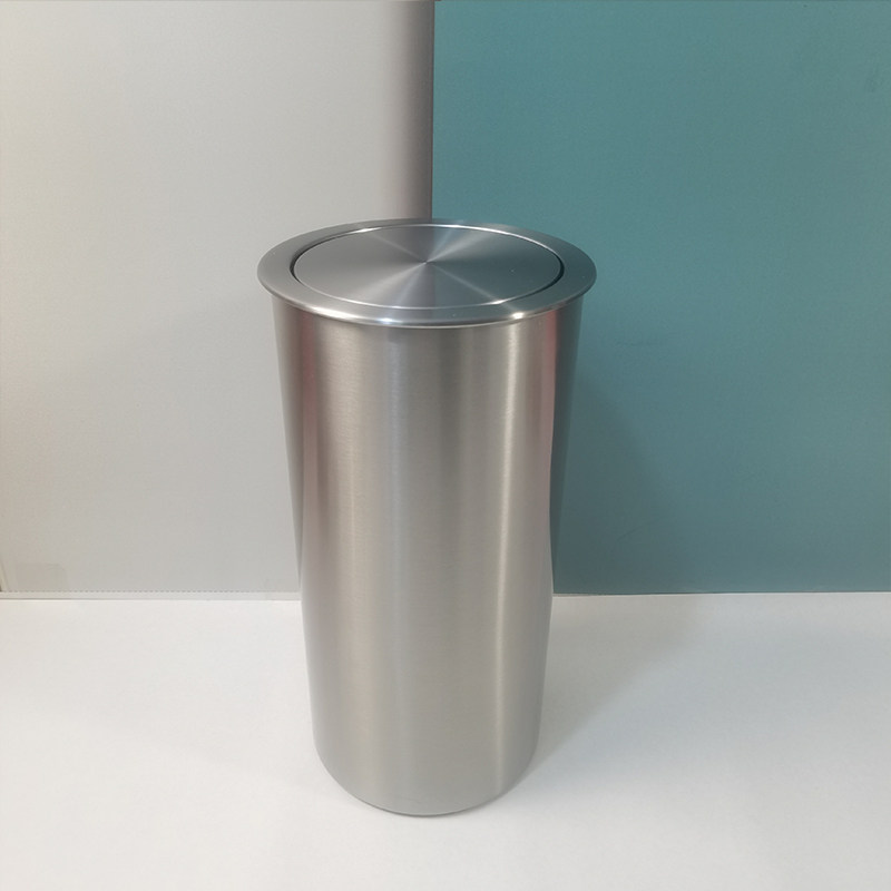 不锈钢304嵌入式台面垃圾桶翻盖洗手台摇盖厨房装饰圆形隐藏盖子