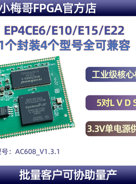 【E22梅货】小有哥AC608 FPGA 工2级 邮票孔核心板 EP4CE业2/CE10