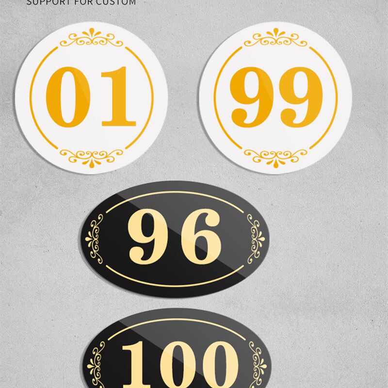亚克力数字牌机器编号牌楼层设备编码英文鞋柜贴包间餐桌台粘贴门