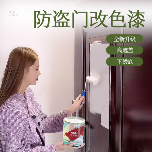 入户门防盗门改色漆旧门铁门翻新换色黑色自刷专用金属自喷白油漆