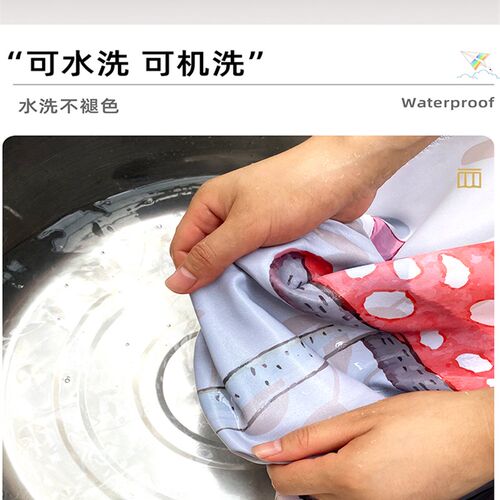 窗帘遮光黏贴式魔术贴免打孔安装化妆室厨房浴室防水防走光新中式