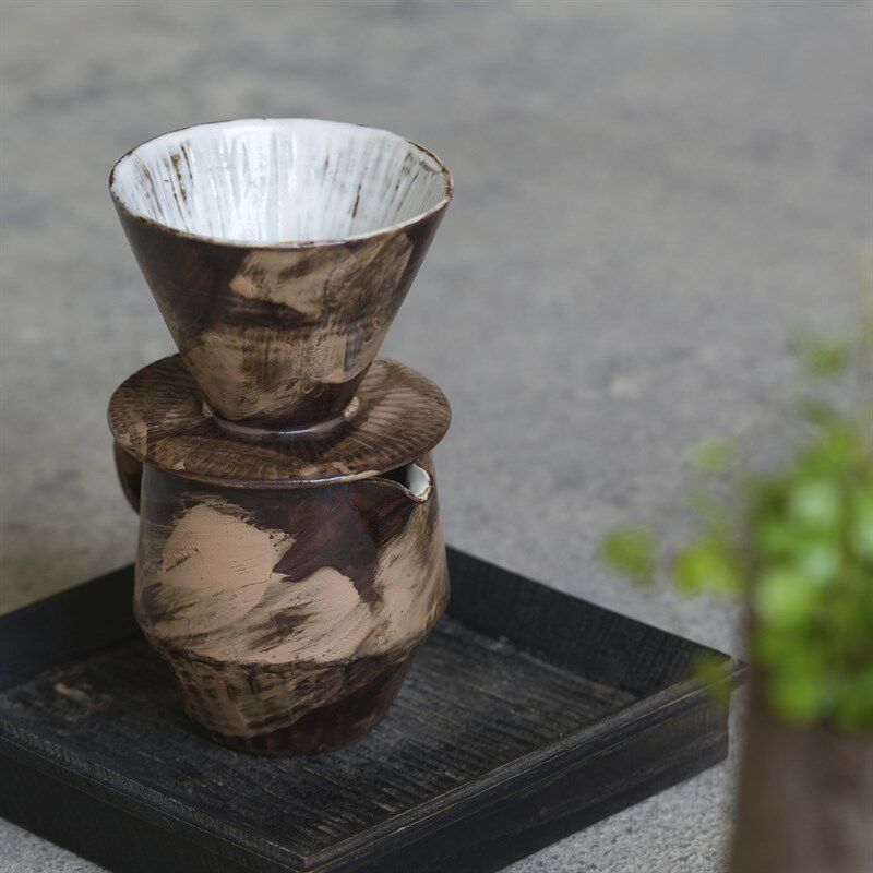 寂色粗陶手冲咖啡壶套装咖啡过滤杯陶瓷器具细口滤壶手冲杯分享壶