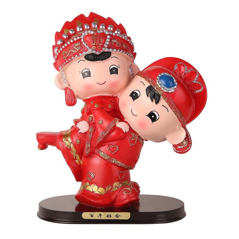 结婚庆用品娃娃婚礼物百年好合礼品婚房家居装饰摆设中式摆件公仔