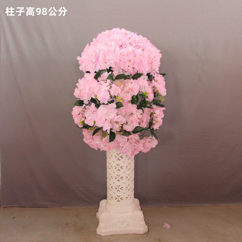 新款婚庆罗马柱路引开业花篮引路绢花欧式婚礼花柱庆典道具路引花