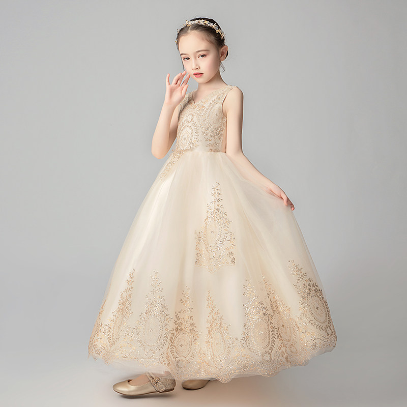 儿童晚礼服童装婚纱女童模特走秀演出服钢琴表演小花童连衣裙高端