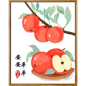 画画diy数字油画中国风手工手绘填充水果客厅水彩画填色油彩画