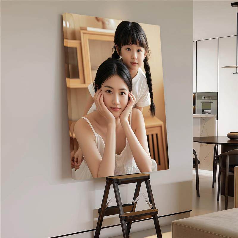 家福亲子照放大挂墙相框来图定做油画布无框画全婚纱相片打印制作