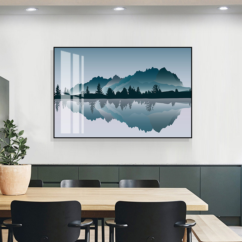 抽象手绘风格饭厅装饰画单幅简约壁画大气饭厅个性厅餐桌墙面挂画