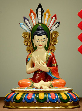 闯隆家居摆件手工彩绘《龙树菩萨》铜像室内桌面工艺装饰品摆件