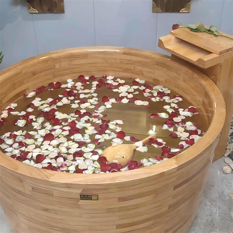 杉琦圆形木桶泡澡桶木质浴缸沐浴桶澡盆
