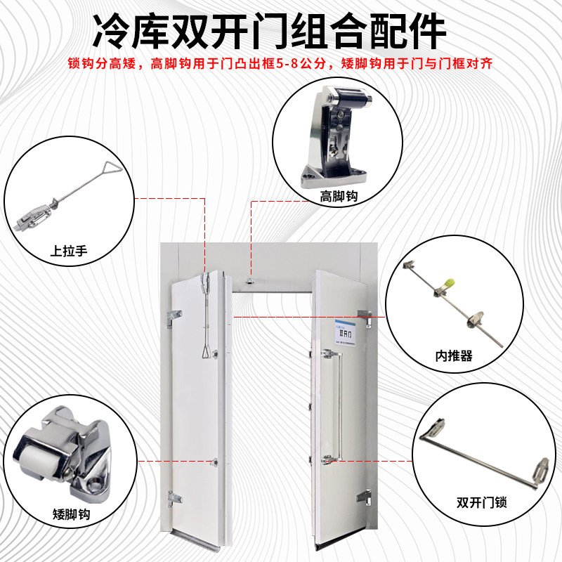 冷库不锈钢双开门锁内推器内开门安全推杆逃生门把手冻库门锁配件