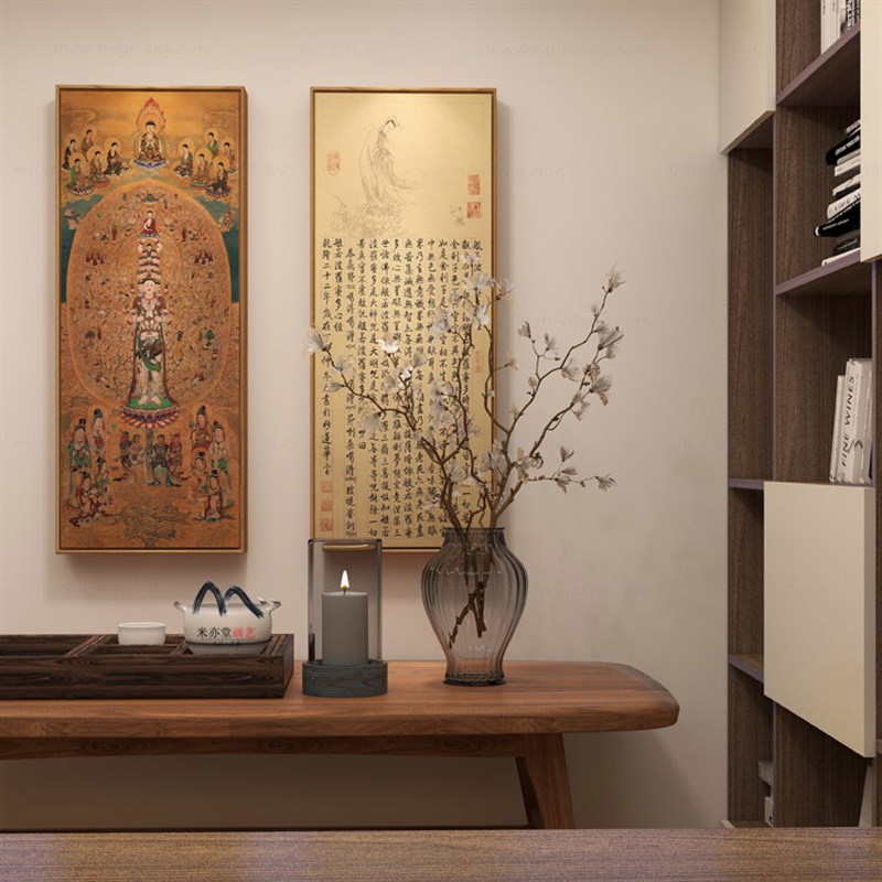 米亦堂x心经 新中式书法国画千手观音字画客厅玄关电表箱竖条挂画