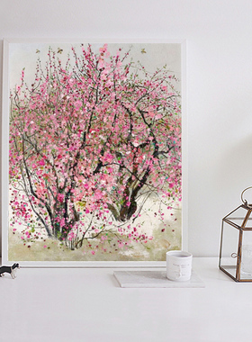 吴冠中胡萝卜花小桃红山花高粱 diy数字油彩画手绘打发时间手工