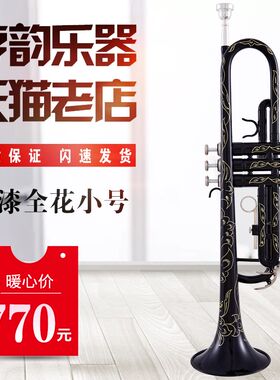 亨韵乐器降B调小号黑漆小号初学小号黑漆喷涂雕花工艺包邮