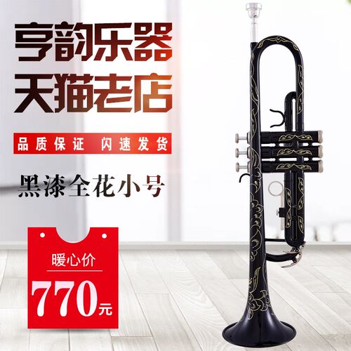 亨韵乐器降B调小号黑漆小号初学小号黑漆喷涂雕花工艺包邮