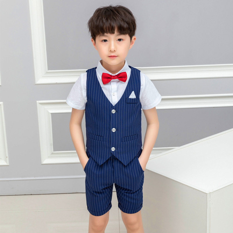 儿童小西装套装夏季男童短袖礼服英伦男孩钢琴服主持人花童表演服
