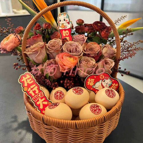 鸡蛋花篮坐月子送鸡蛋花篮手提闺蜜生孩子送的diy月子产妇满月