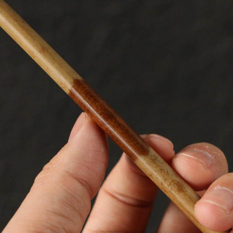 精品一物一拍纯手工制作天然福建红湘妃竹茶拨贴片工艺竹茶扒长款
