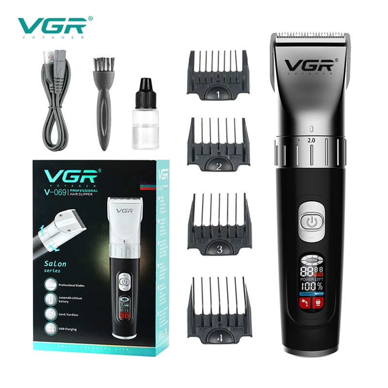 VGR通用电推剪 智能数显电推子发廊专用理发剪家用油头剃头理发器