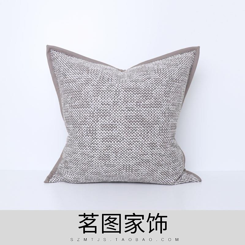 茗图新中式抱枕灰色样板房客厅沙发中式竹子绣花绣珠工艺靠包靠垫