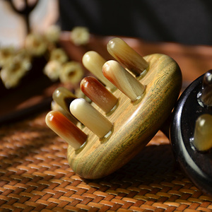 角缘天然檀木黄牛角梳子按摩梳洗头刷抓头皮经络大齿防脱洗头梳子