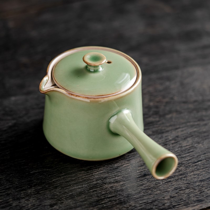越窑青瓷侧把壶泡茶壶单壶陶瓷茶壶日式茶壶泡茶小茶壶一人中式