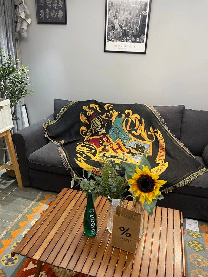 蓝色魔法周边棉线纺织毯房间布置装饰床头毯沙发毯休闲毯盖巾线毯