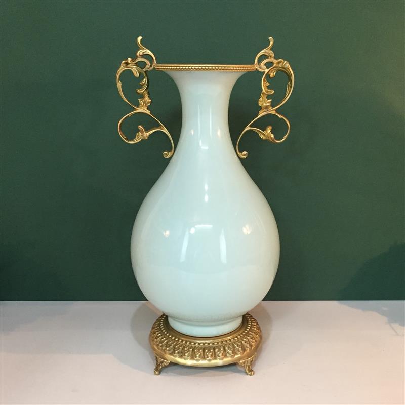 包邮纯铜鲜花花瓶陶瓷工艺品经久耐用易保养不褪色纯手工家居摆件