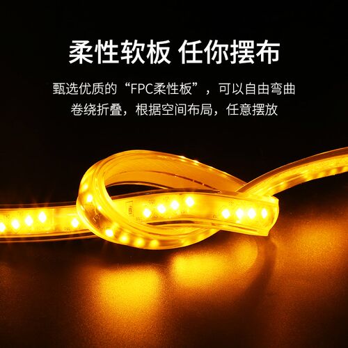 金黄光led灯带户外防水工程景观亮化照明220v酒店宾馆外墙LED线灯