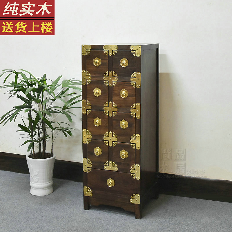 纯实木七八九斗柜家用抽屉柜新中式收纳柜榆木储物高柜子客厅整装