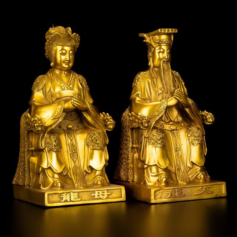 铜龙父龙母像 东海龙王龙母供奉神像摆件家居客厅装饰品 工艺礼品