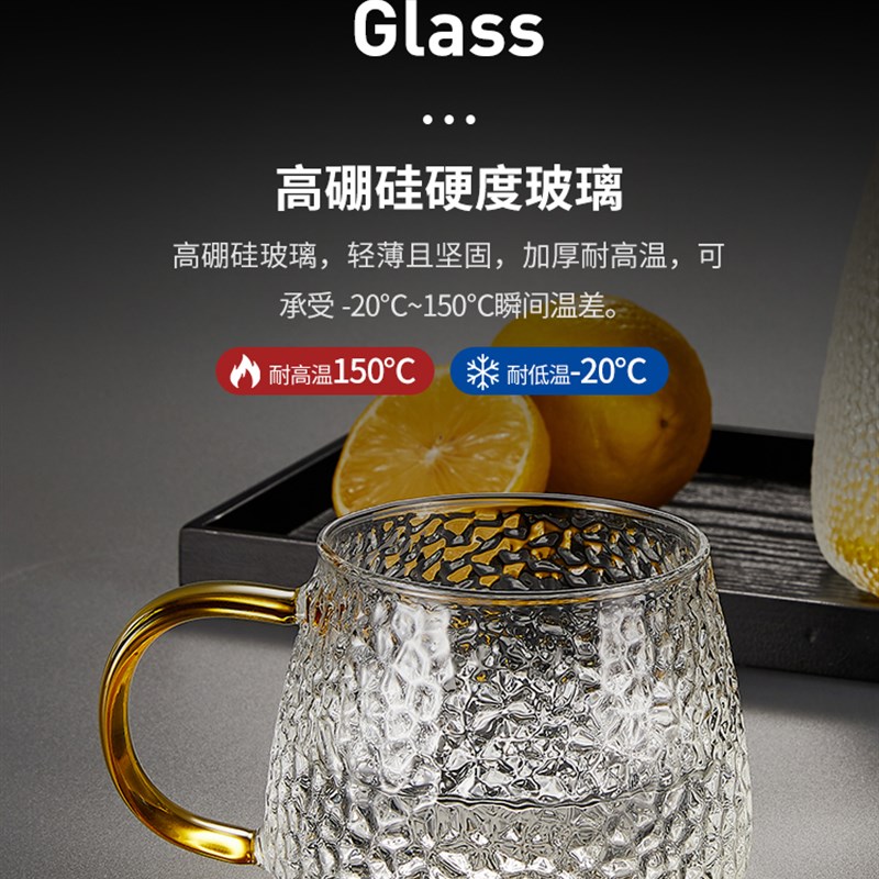 玻璃杯带把耐热简约喝水杯家用客厅透明泡茶杯牛奶杯客厅茶杯套装