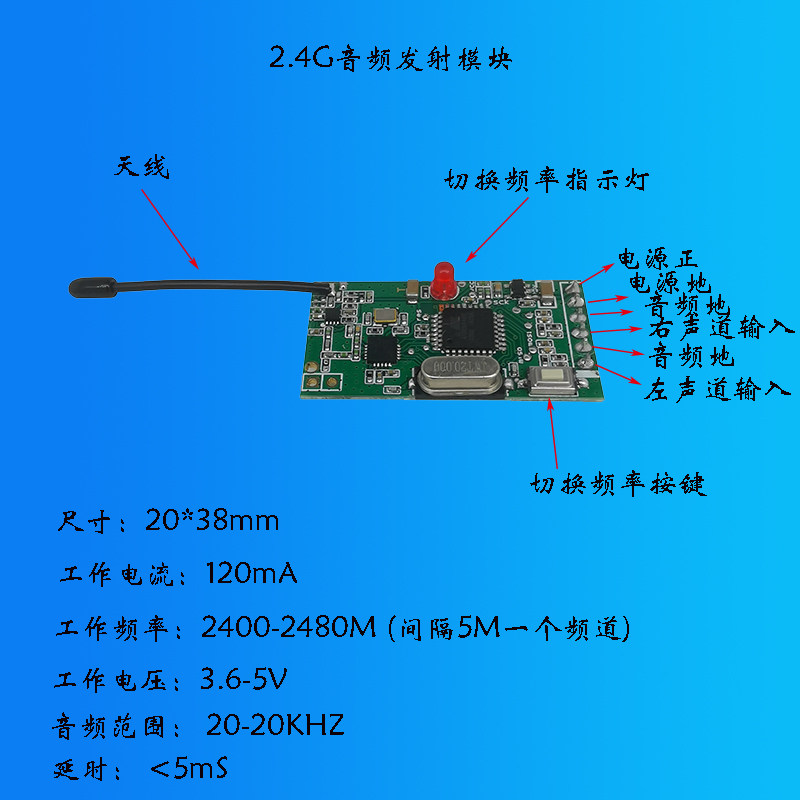 无线音频收发模块/无线乐器收发模块/无线高保真/无线数字音频