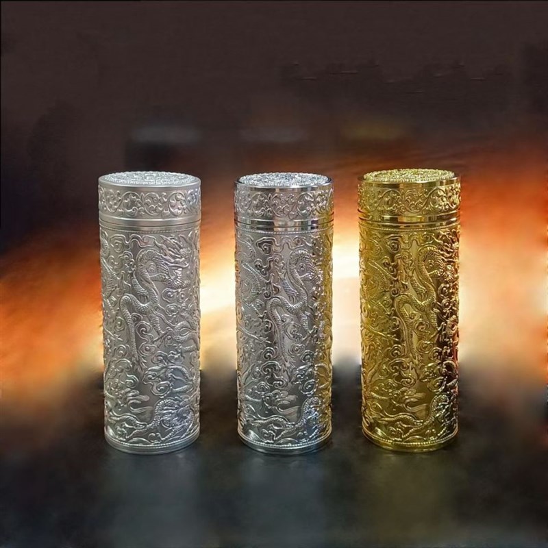 浮雕九龙杯 电镀银S999内胆保温杯UV雪花银水杯 百福杯商务创意礼