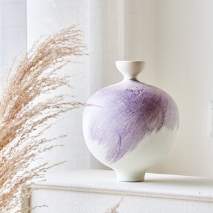 陶瓷手绘花瓶高档餐厅插花花器摆设室内客感高厅级餐桌装饰摆件